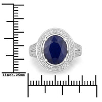 4.74 Carat Genuine Blue Sapphire and White Diamond 14K White Gold Ring