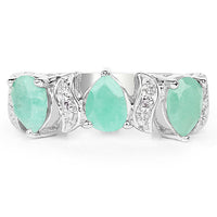 1.87 Carat Genuine Emerald and White Topaz .925 Sterling Silver Ring