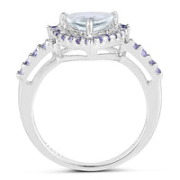 1.41 Carat Genuine Aquamarine & Tanzanite .925 Sterling Silver Ring