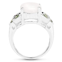 4.52 Carat Genuine Opal and Chrome Diopside .925 Sterling Silver Ring