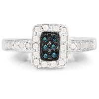 0.36 Carat Genuine Blue Diamond and White Diamond .925 Sterling Silver Ring