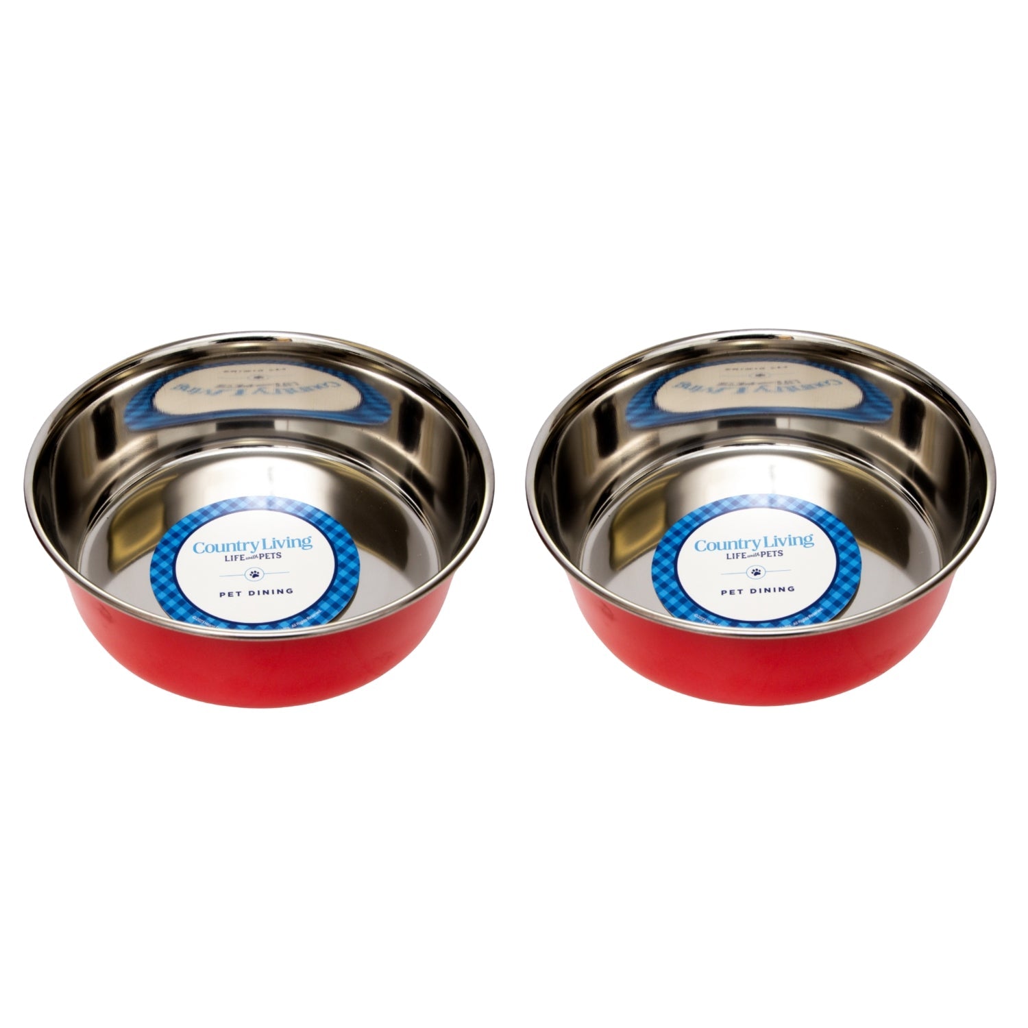 Country Living Set of 2 Heavy Gauge Stainless Steel Dog Bowls - Perfect for Food & Water - BIG FRENCHIES