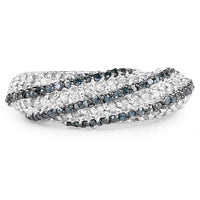 1.25 Carat Genuine Blue Diamond & White Diamond .925 Sterling Silver Ring