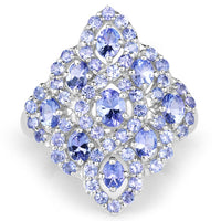 3.31 Carat Genuine Tanzanite .925 Sterling Silver Ring