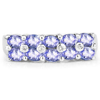 1.76 Carat Genuine Tanzanite and White Sapphire .925 Sterling Silver Ring