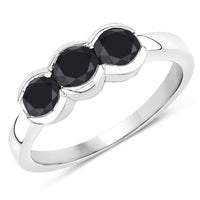 1.22 Carat Genuine Black Diamond .925 Sterling Silver Ring