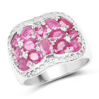 3.04 Carat Genuine Ruby & White Topaz .925 Sterling Silver Ring
