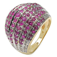 14K Yellow Gold Plated 2.94 Carat Genuine Ruby & White Topaz .925 Sterling Silver Ring
