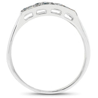 0.48 Carat Genuine Blue Diamond .925 Sterling Silver Ring