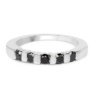 0.50 Carat Genuine Black Diamond .925 Sterling Silver Ring
