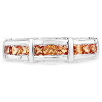 1.08 Carat Genuine Orange Sapphire .925 Sterling Silver Ring