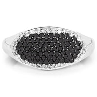 0.46 Carat Genuine Black Diamond and White Diamond .925 Sterling Silver Ring