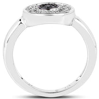 0.20 Carat Genuine Black Diamond and White Diamond .925 Sterling Silver Ring