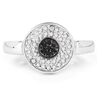 0.20 Carat Genuine Black Diamond and White Diamond .925 Sterling Silver Ring