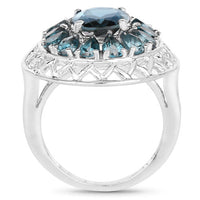 5.98 Carat Genuine London Blue Topaz .925 Sterling Silver Ring