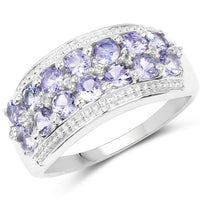 1.44 Carat Genuine Tanzanite & White Topaz .925 Sterling Silver Ring