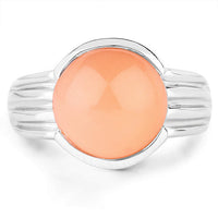 6.00 Carat Genuine Peach Moonstone .925 Sterling Silver Ring