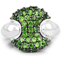 1.82 Carat Genuine Chrome Diopside .925 Sterling Silver Ring