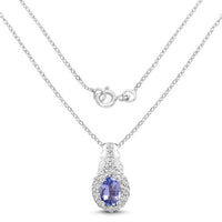 2.46 Carat Genuine Tanzanite and White Topaz .925 Sterling Silver 3 Piece Jewelry Set (Ring, Earrings, and Pendant w/ Chain)
