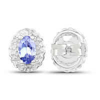 2.46 Carat Genuine Tanzanite and White Topaz .925 Sterling Silver 3 Piece Jewelry Set (Ring, Earrings, and Pendant w/ Chain)