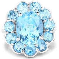 8.77 Carat Genuine Swiss Blue Topaz .925 Sterling Silver Ring