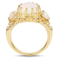 14K Yellow Gold Plated 3.26 Carat Genuine Ethiopian Opal .925 Sterling Silver Ring