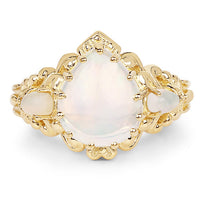14K Yellow Gold Plated 3.26 Carat Genuine Ethiopian Opal .925 Sterling Silver Ring