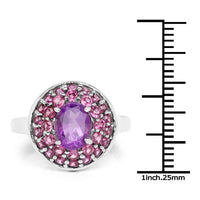 2.48 Carat Genuine Amethyst and Rhodolite .925 Sterling Silver Ring