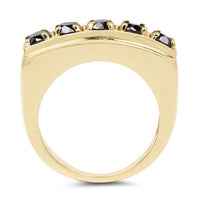 14K Yellow Gold Plated 1.25 Carat Genuine Black Diamond .925 Sterling Silver Ring