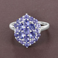 2.31 Carat Genuine Tanzanite .925 Sterling Silver Ring