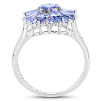 2.43 Carat Genuine Tanzanite .925 Sterling Silver Ring