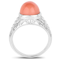 6.00 Carat Genuine Peach Moonstone .925 Sterling Silver Ring