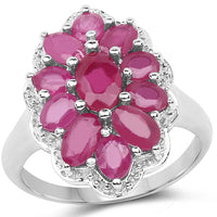 3.05 Carat Glass Filled Ruby .925 Sterling Silver Ring