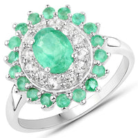 6.53 Carat Genuine Zambian Emerald and White Topaz .925 Sterling Silver 3 Piece Jewelry Set (Ring, Earrings, and Pendant w/ Chain)