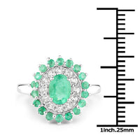 6.53 Carat Genuine Zambian Emerald and White Topaz .925 Sterling Silver 3 Piece Jewelry Set (Ring, Earrings, and Pendant w/ Chain)
