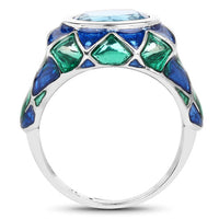 3.25 Carat Genuine Swiss Blue Topaz .925 Sterling Silver Ring