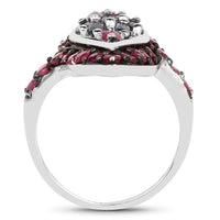 1.77 Carat Genuine Blue Sapphire and Ruby .925 Sterling Silver Ring