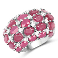 8.54 Carat Glass Filled Ruby and White Topaz .925 Sterling Silver Ring