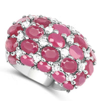 8.54 Carat Glass Filled Ruby and White Topaz .925 Sterling Silver Ring