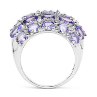 7.29 Carat Genuine Tanzanite and White Topaz .925 Sterling Silver Ring