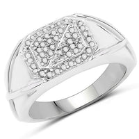 14K White Gold Plated 0.24 Carat Genuine White Diamond .925 Sterling Silver Ring