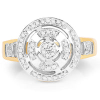 14K Yellow Gold Plated 0.21 Carat Genuine White Diamond .925 Sterling Silver Ring