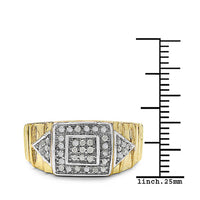 14K Yellow Gold Plated 0.21 Carat Genuine White Diamond .925 Sterling Silver Ring