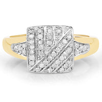 14K Yellow Gold Plated 0.23 Carat Genuine White Diamond .925 Sterling Silver Ring