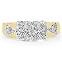 14K Yellow Gold Plated 0.21 Carat Genuine White Diamond .925 Sterling Silver Ring