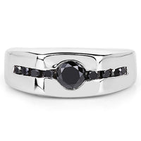0.74 Carat Genuine Black Diamond .925 Sterling Silver Ring