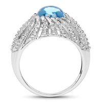 3.65 Carat Genuine Swiss Blue Topaz .925 Sterling Silver Ring