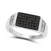 0.55 Carat Genuine Black Diamond and White Diamond .925 Sterling Silver Ring