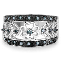 0.31 Carat Genuine Blue Diamond .925 Sterling Silver Ring