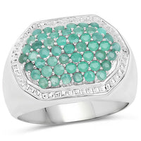 1.43 Carat Genuine Emerald .925 Sterling Silver Ring